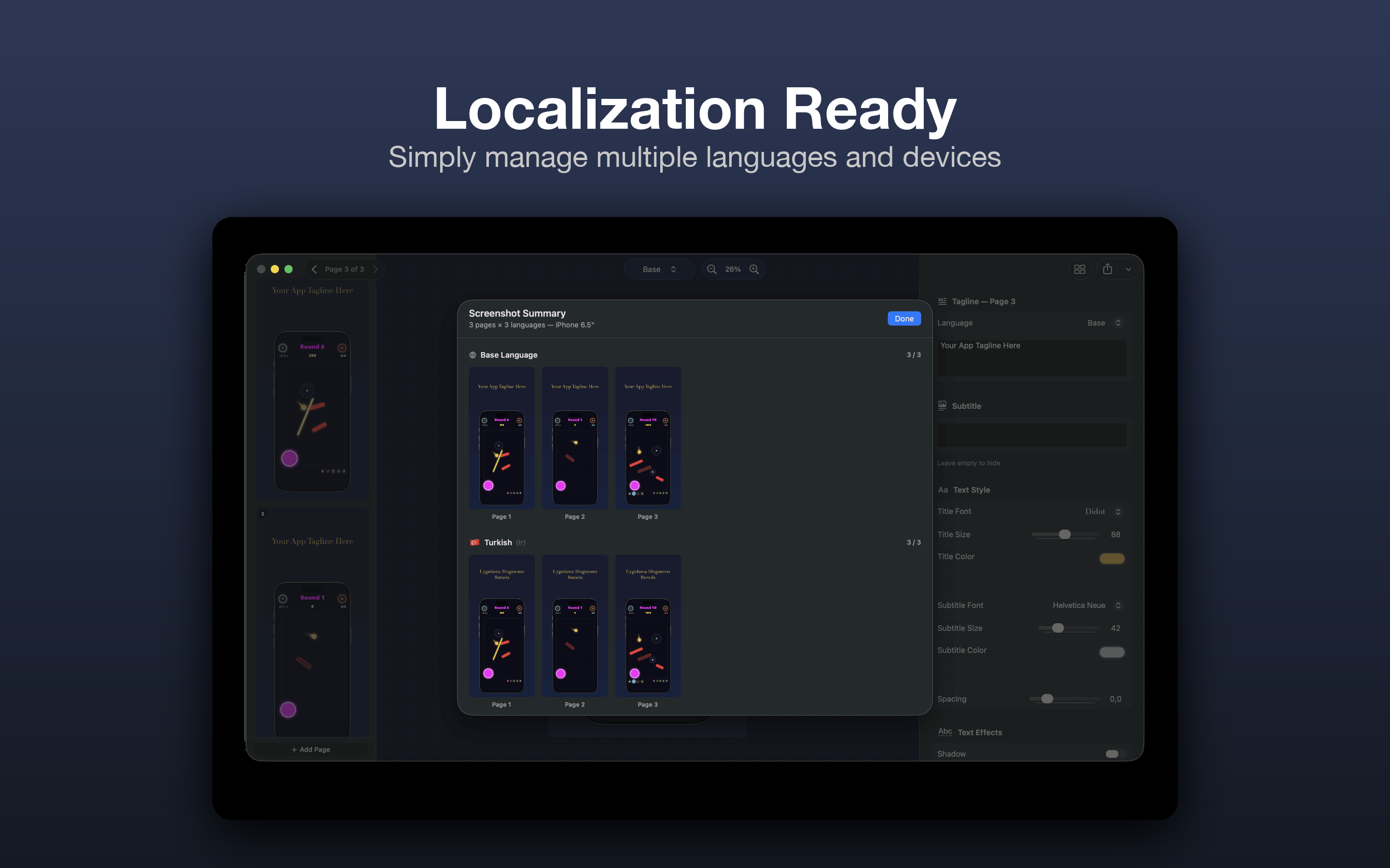 Localization ready AppShotKit workflow screen